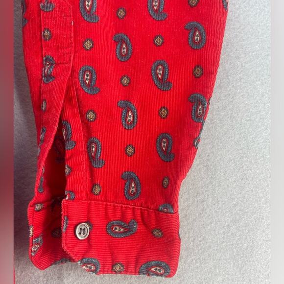 Vintage Eddie Bauer Red Corduroy Paisley Button Down Shirt Women’s Size 8 - Picture 10 of 16